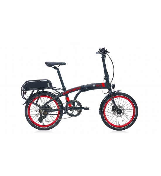 Carraro E-Line E-Go 2.1 E-Bike 20 Jant Katlanır Elektrikli Bisiklet MAT SİYAH-KIRMIZI-GRİ