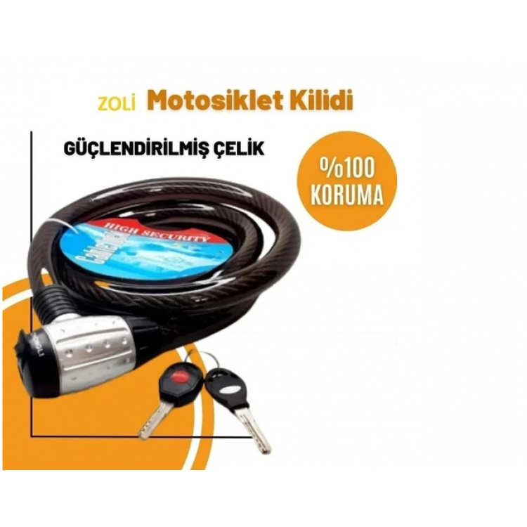 Zoli 1.5 Metre 25 Mm Halat Motosiklet/bisiklet Kilidi