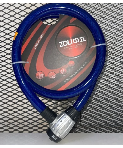Zoli Motosiklet Kilidi Çelik Güçlendirilmiş Halat Zincir Kilit 25x150 (MAVİ)