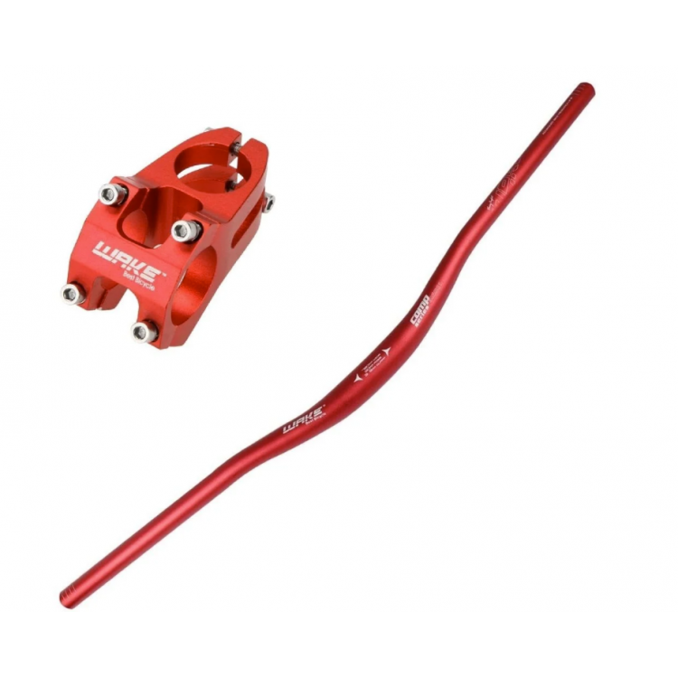 Wake Alüminyum Kırmızı 31.8 780mm Riser Mtb Gidonu + Gidon Boğazı Seti
